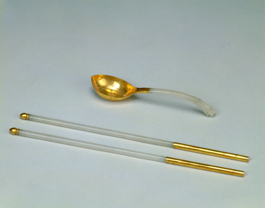 图片[1]-Gold inlaid jade handle spoon-China Archive